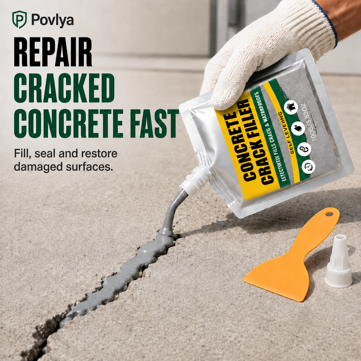 🏠 Waterproof Concrete Crack Filler for Indoor & Outdoor Use – Yacpels